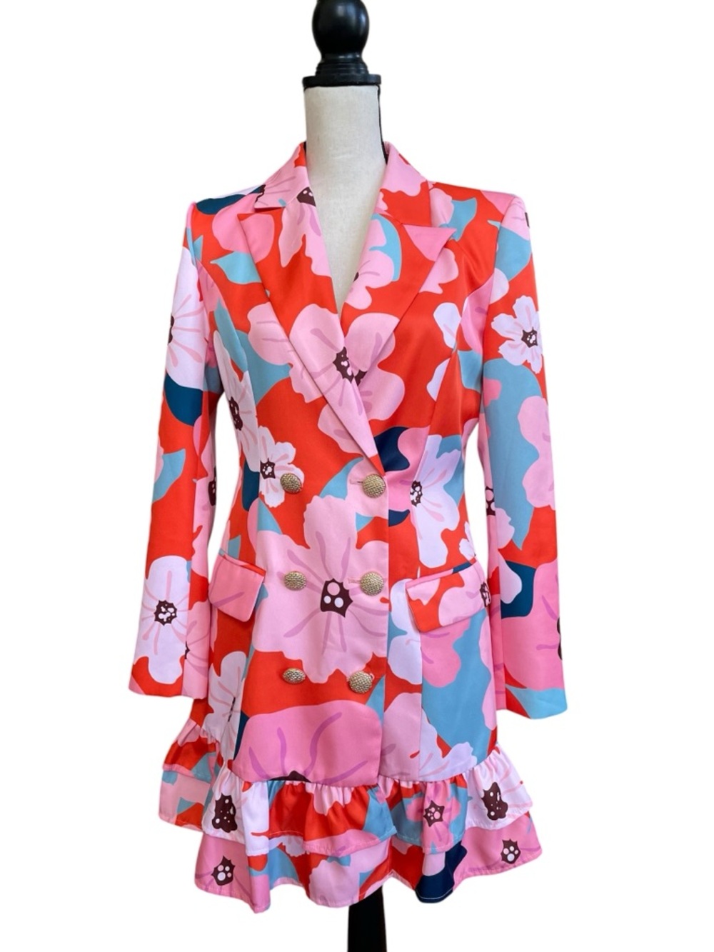NWT! ByEgreis Floral Double-Breasted Blazer Dress